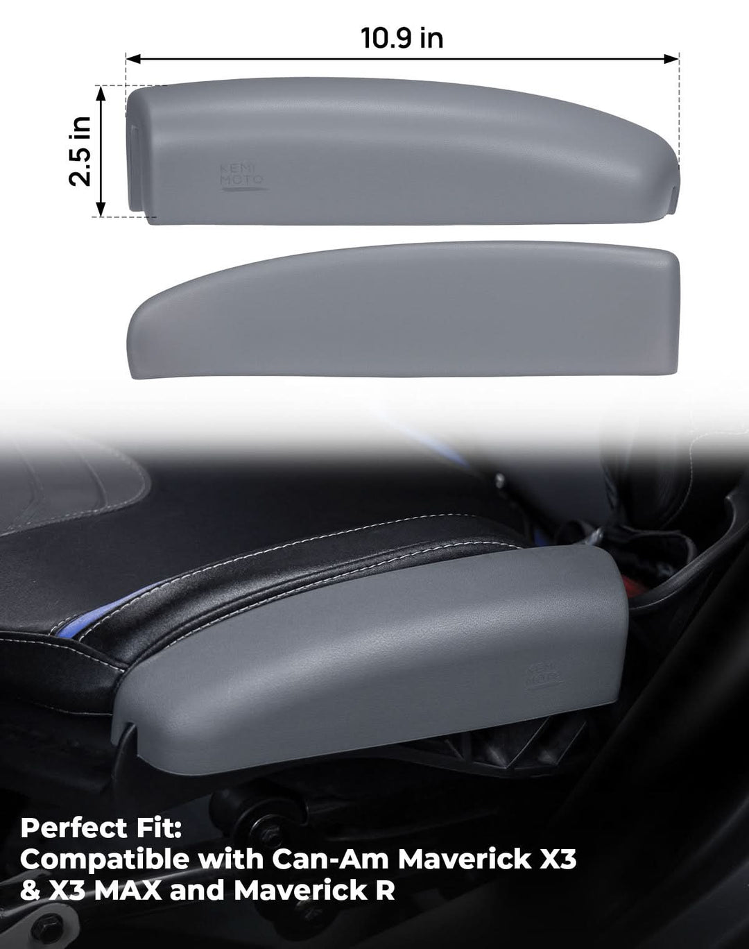 UTV Seat Side Cushions – Fits 2017–2025 Can-Am Maverick X3 MAX & Maverick R, PU Foam Thigh Suppor - Kemimoto