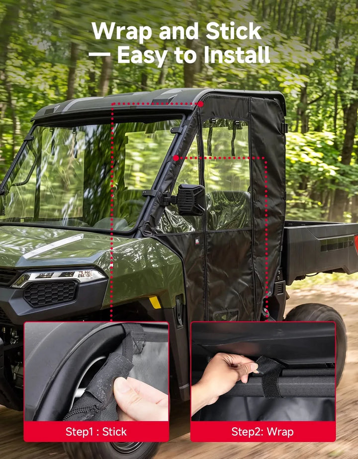 UTV Soft Doors for Polaris Ranger 500 2026, 2-Door Set