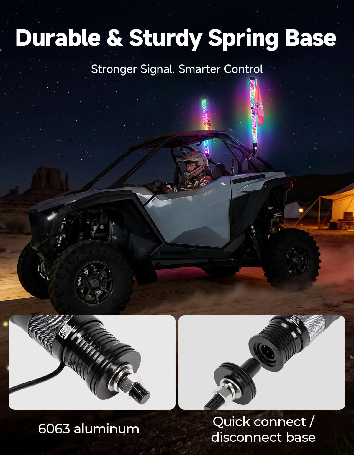 Universal 2PCS 3FT Fat Whip Lights with Turn Signal