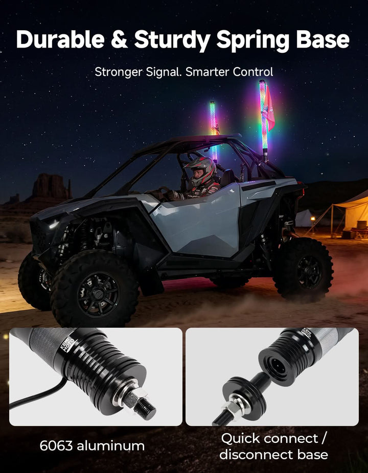 Universal 2PCS 3FT Fat Whip Lights with Turn Signal