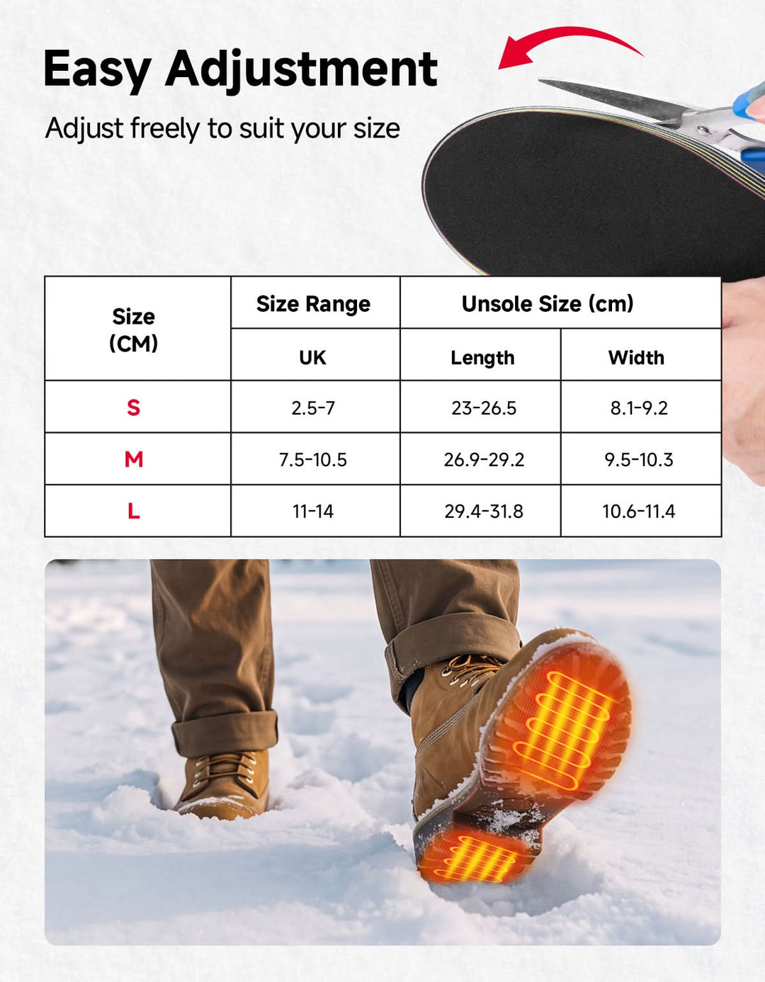 Heated Insoles APP Control Full Foot Heat Trim-to-Fit 5000mAh