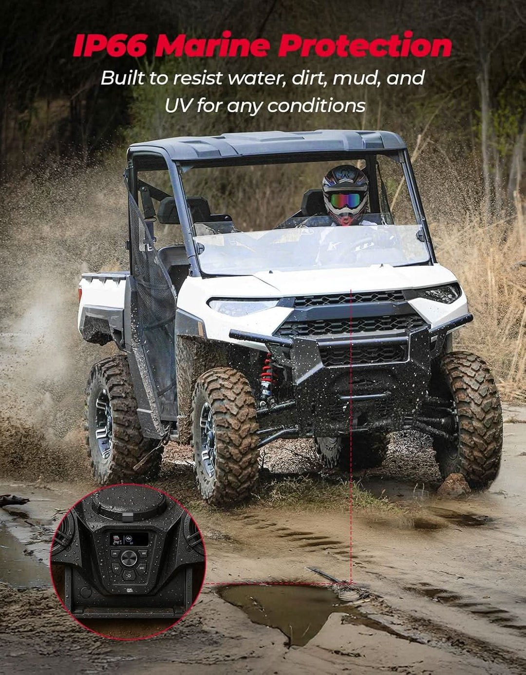 UTV 3-Speaker Audio Kit For Ranger 1000|1000 XP 1000|XP Crew - Kemimoto