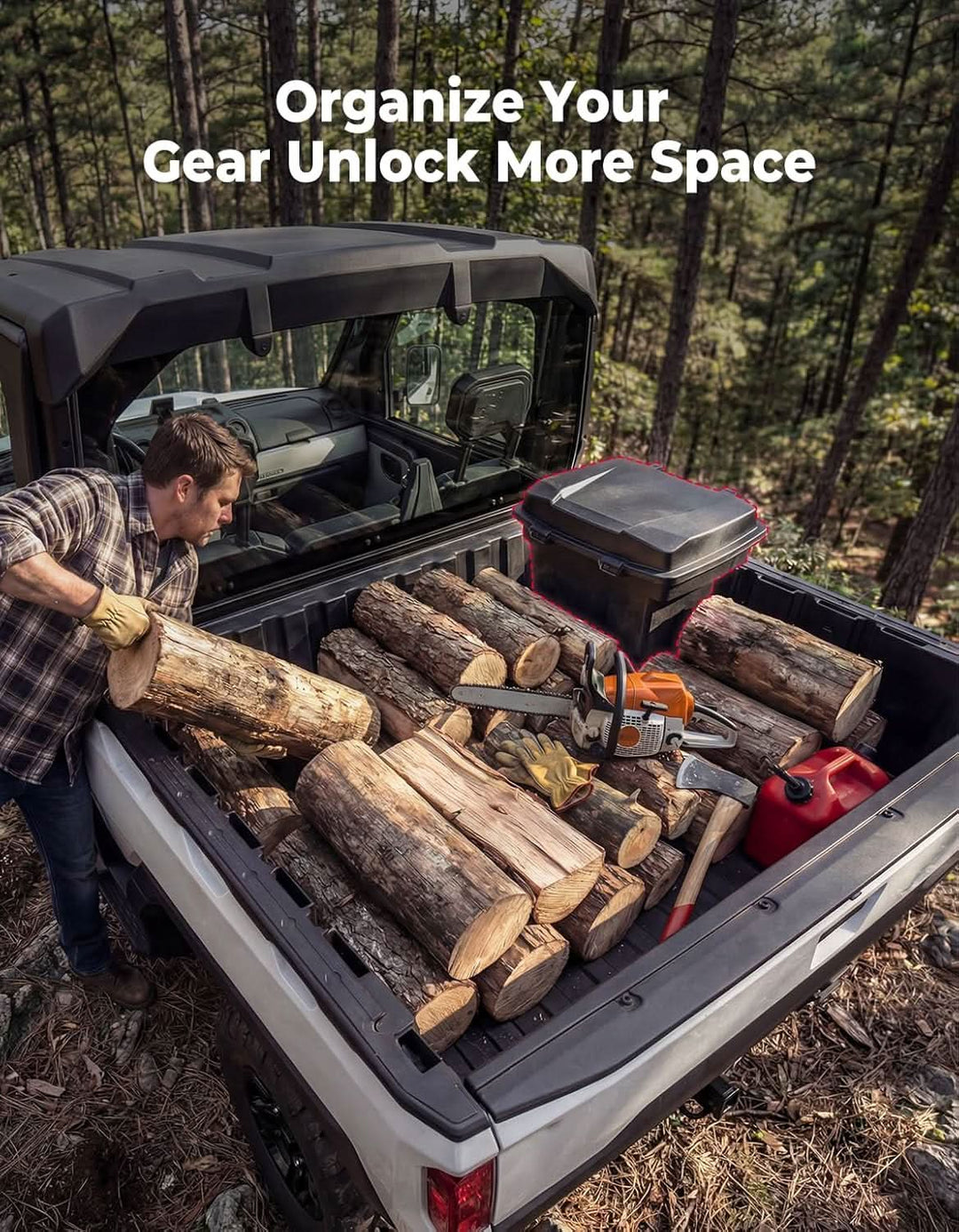 UTV Bed Storage Box 5.8GAL for Polaris Ranger 1500 XD Premium/Northstar - Kemimoto