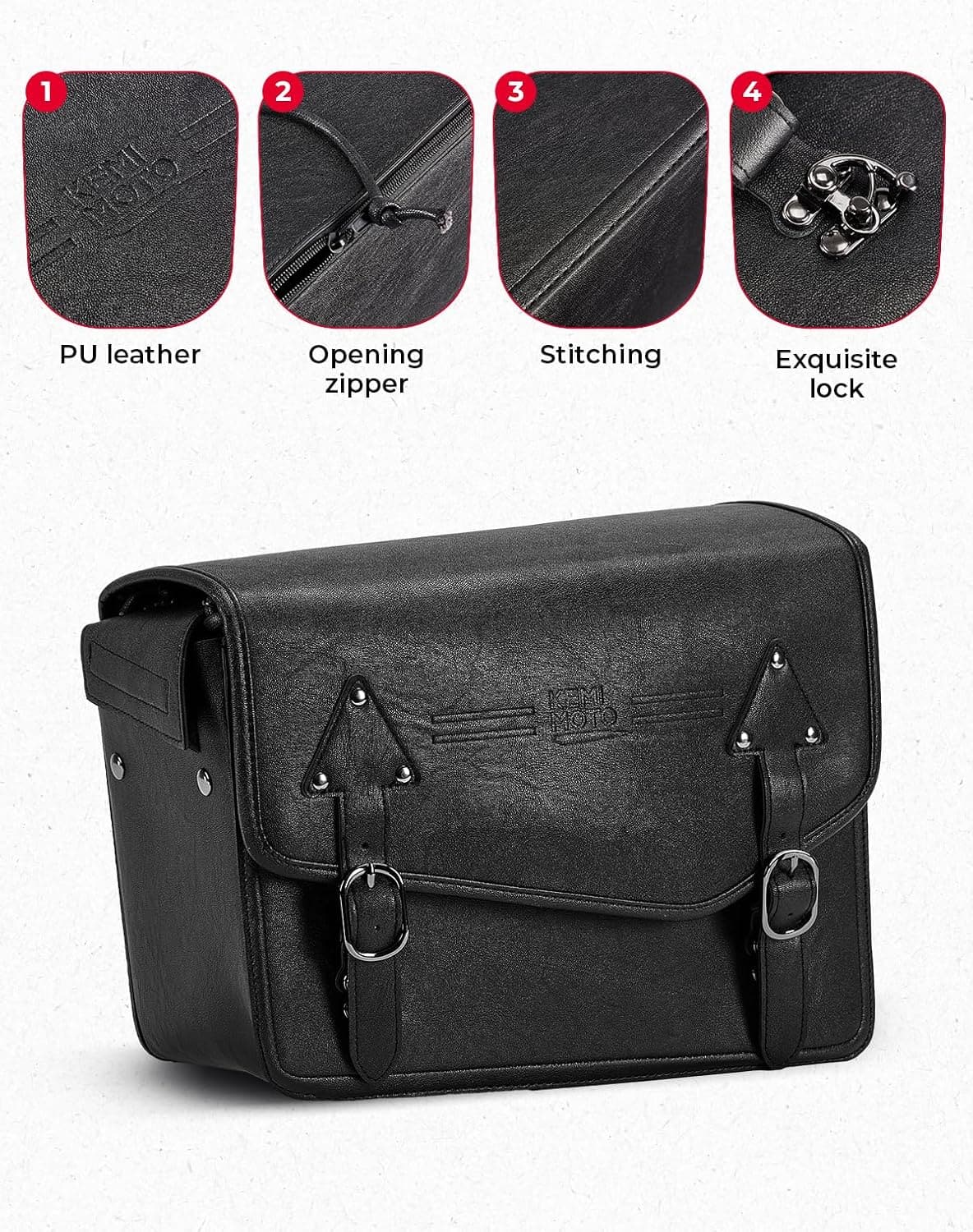 24L Saddlebags PU Leather Side Bags for Sportster Softail Dyna - Kemimoto
