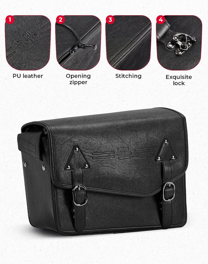 24L Saddlebags PU Leather Side Bags for Sportster Softail Dyna - Kemimoto