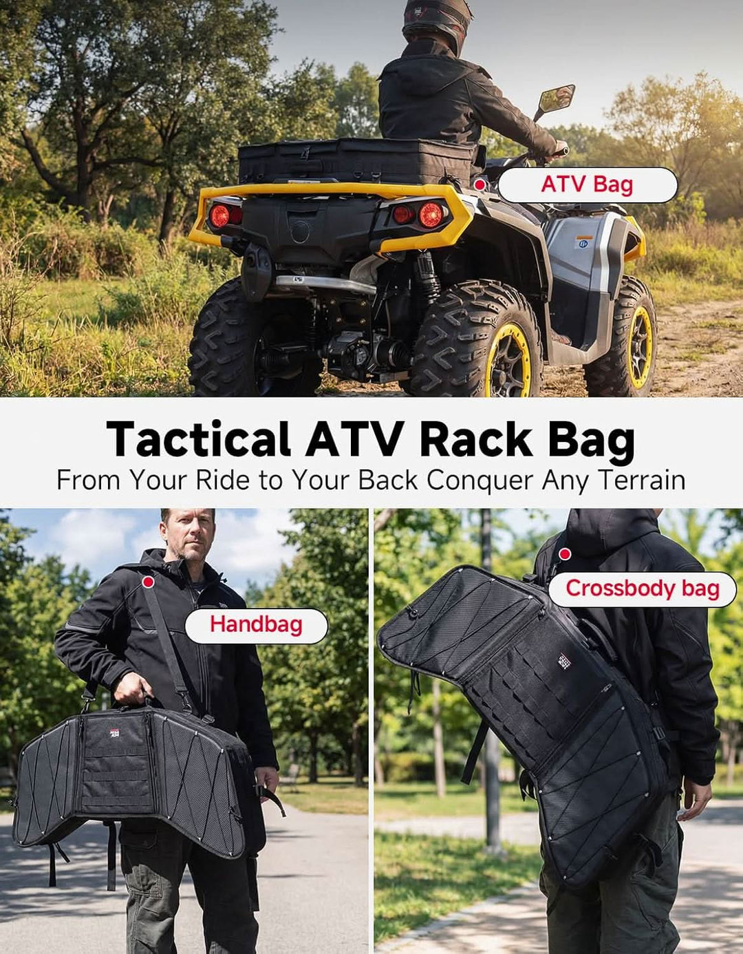 ATV Front Rear Rack Bag for Polaris Sportsman / Ranger / RZR , Can-Am - Kemimoto