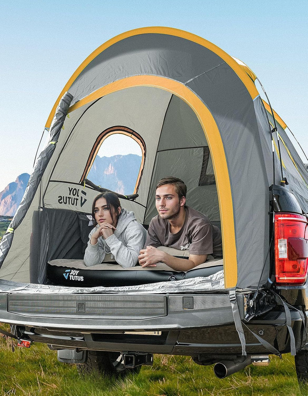 JOYTUTUS Pickup Truck Tent 2.0, 5.5'-6' Camping Preferred - Orange - Kemimoto