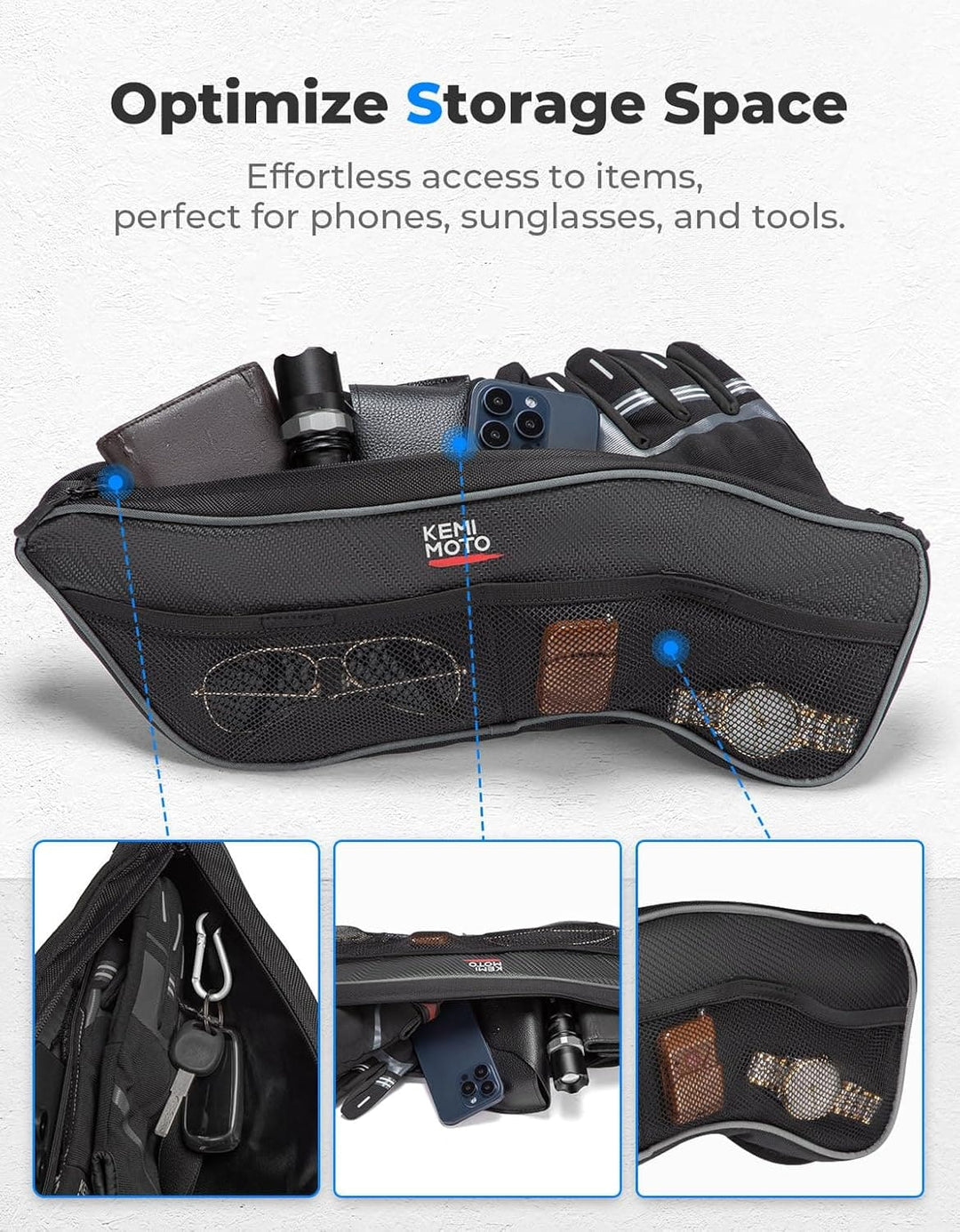 Front Upper Door Bags for Polaris General 1000/4 1000 2016-2024, 2PCS - Kemimoto