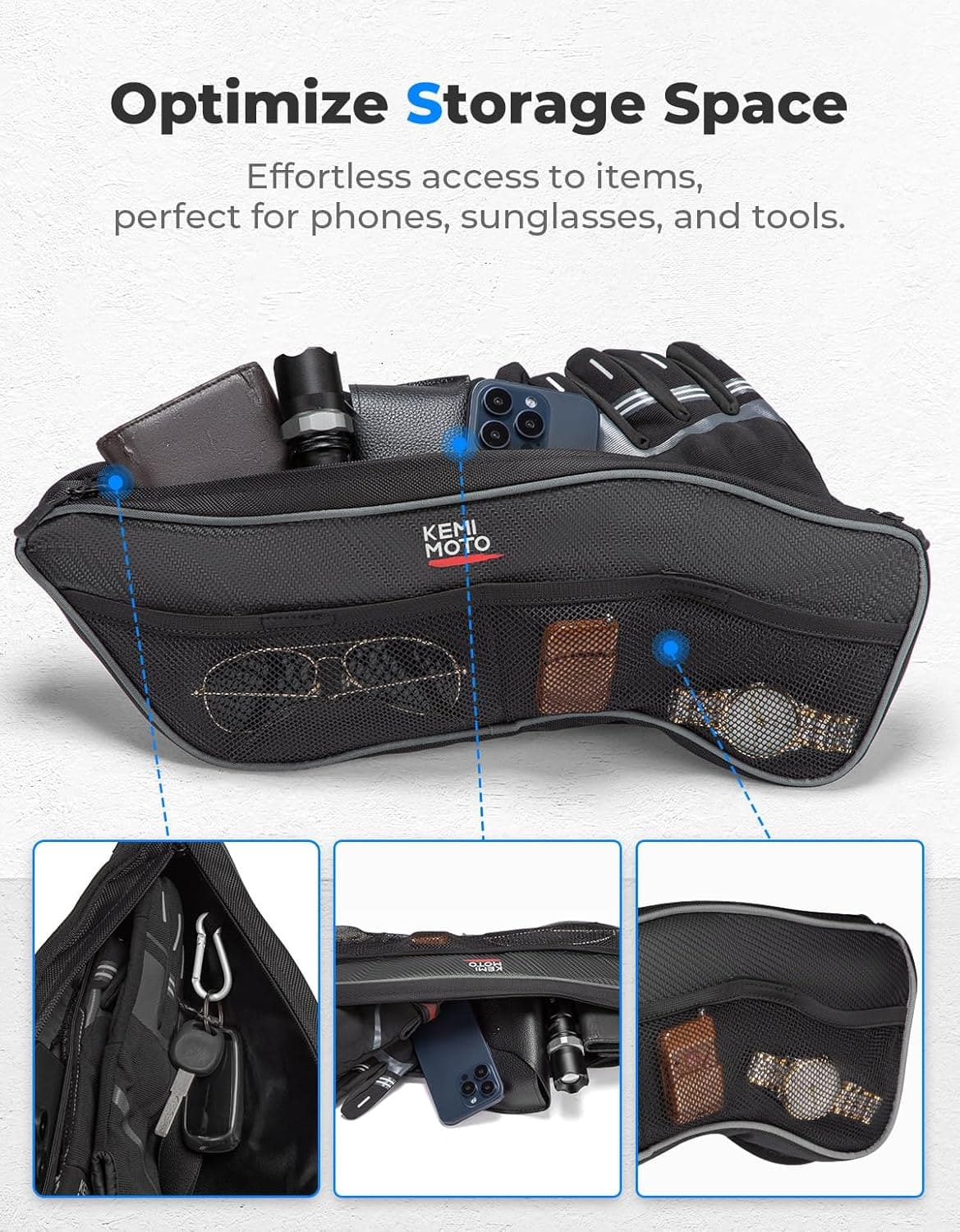 Front Upper Door Bags for Polaris General 1000/4 1000 2016-2024, 2PCS - Kemimoto