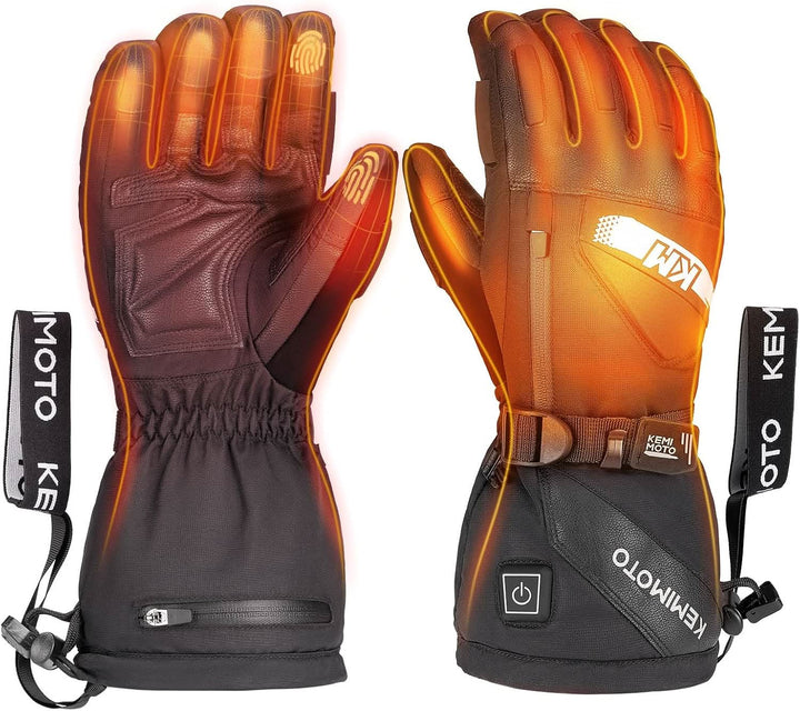 EVA-Pad Heated Gloves for Unisex, Touchscreen Snowmobile Gloves for Winter - Kemimoto