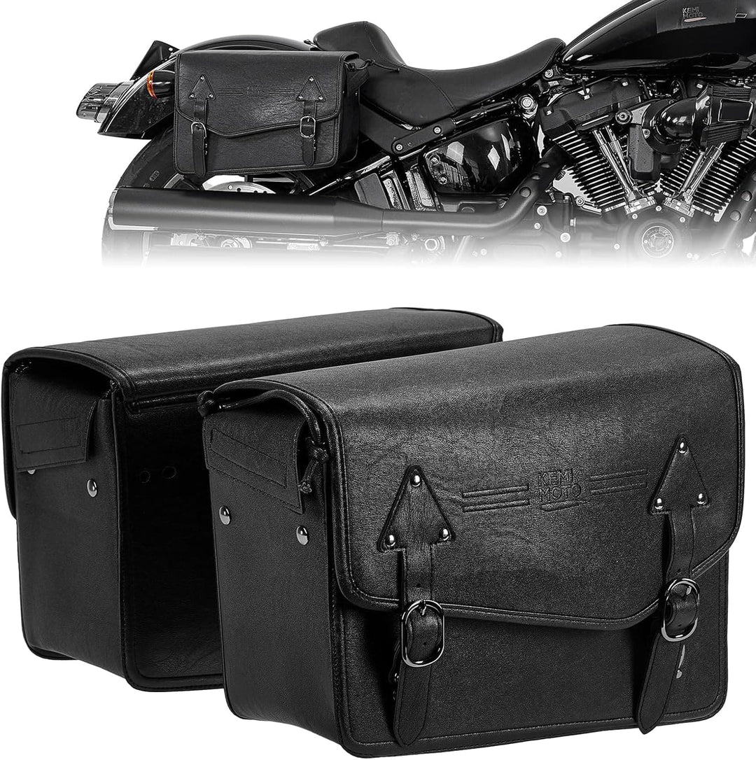 24L Saddlebags PU Leather Side Bags for Sportster Softail Dyna - Kemimoto
