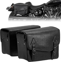 24L Saddlebags PU Leather Side Bags for Sportster Softail Dyna - Kemimoto