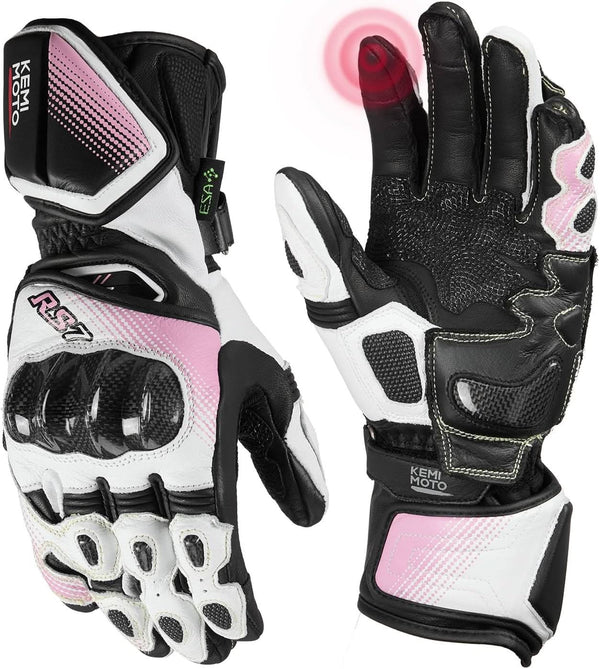 Women Carbon Fiber Motorcycle Gloves - Kemimoto