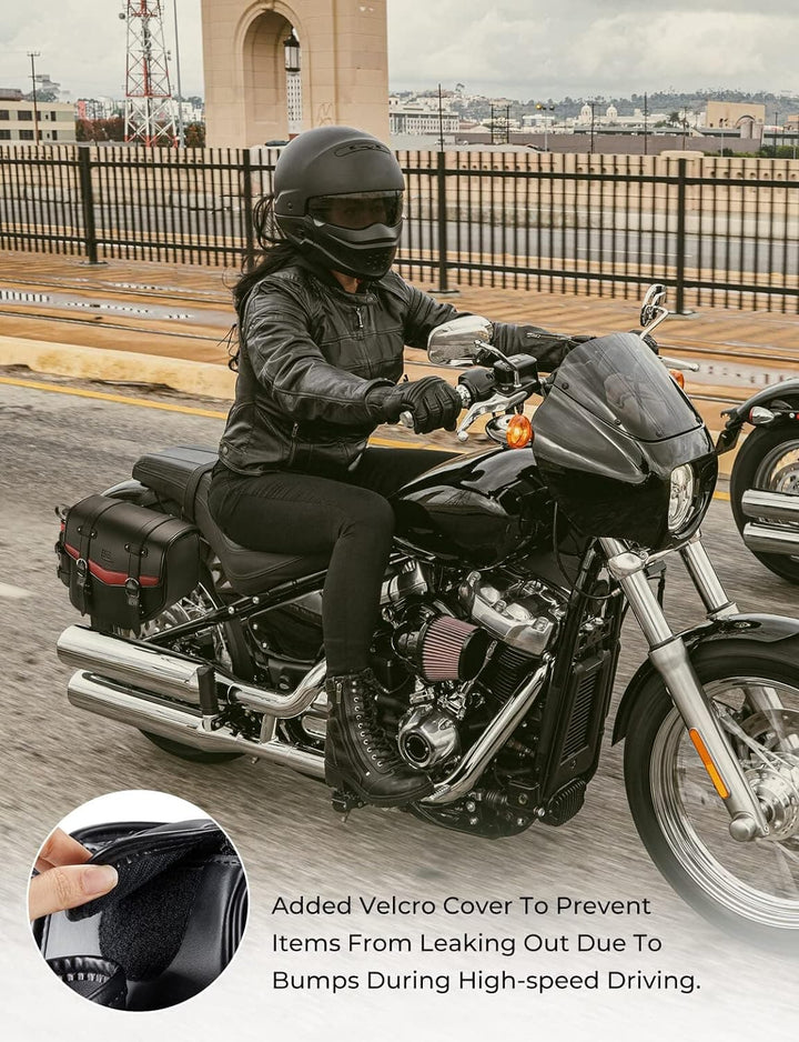Leather Motorcycle Saddle bags for Softail Dyna Road King Universal - Kemimoto