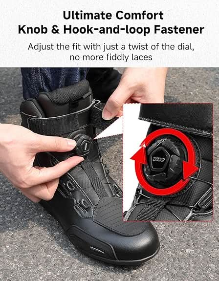 Men's Motorcycle Boots with Quick-Release ATOP Knob - Kemimoto