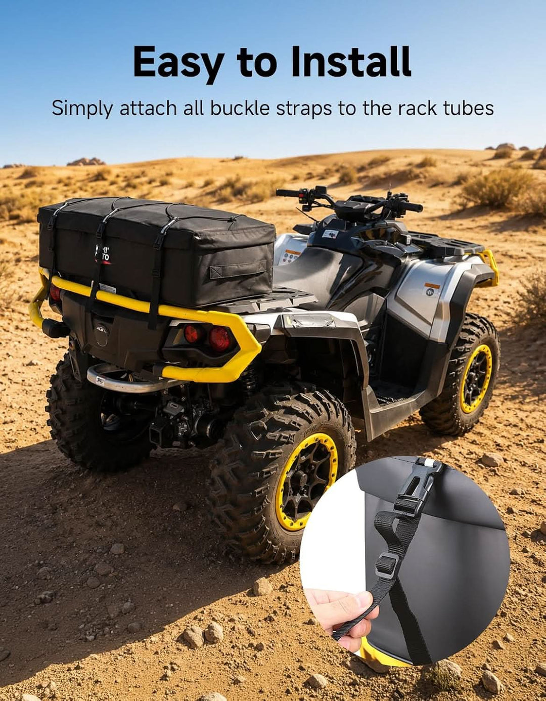 73L ATV Storage Bag with Cooler & Rain Cover, Water-Resistant Cargo Bag for Front/Rear Rack