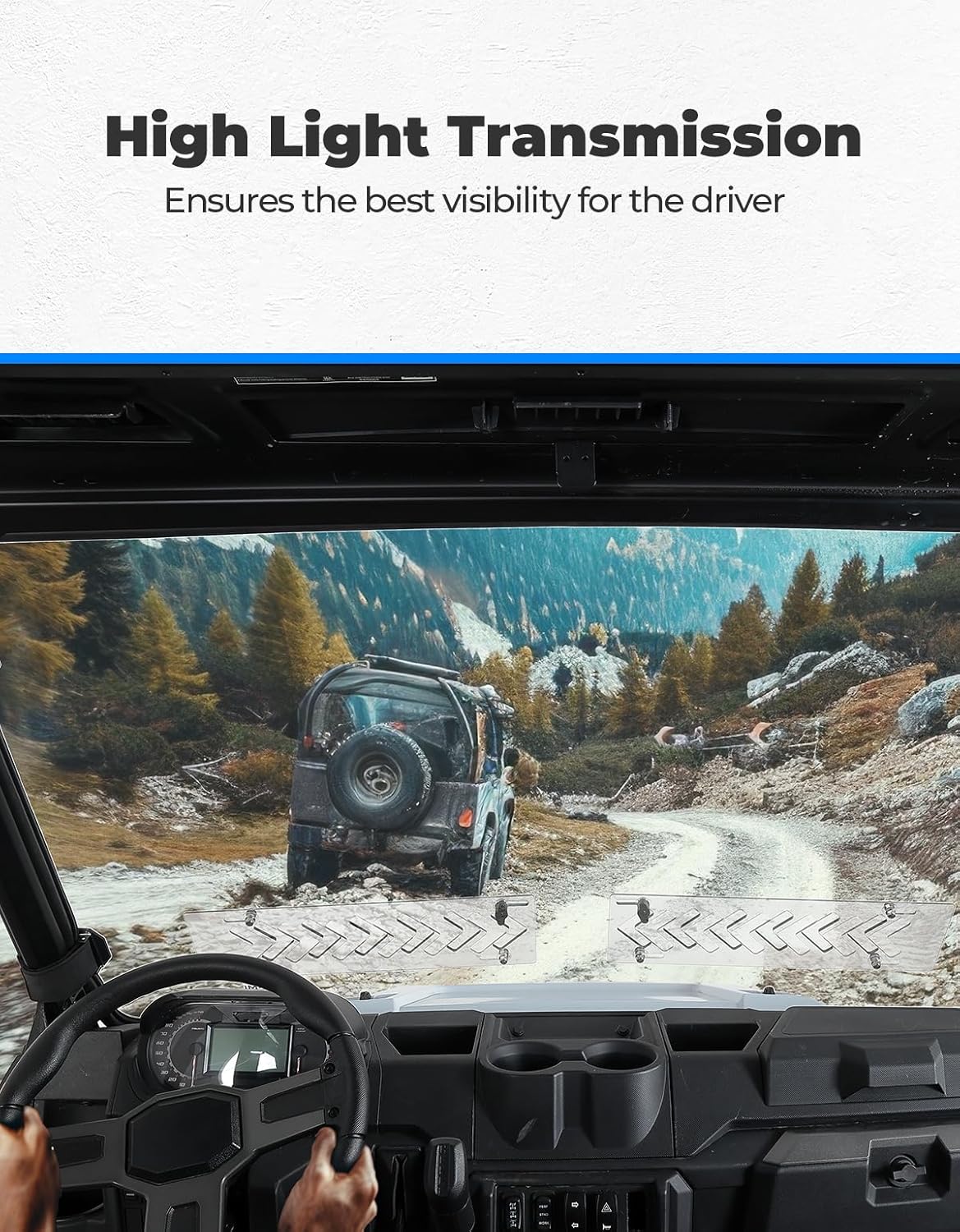 2-IN-1 Vented Windshield for Polaris Ranger XP 900/XP 1000/Crew 2014-2025 - Kemimoto
