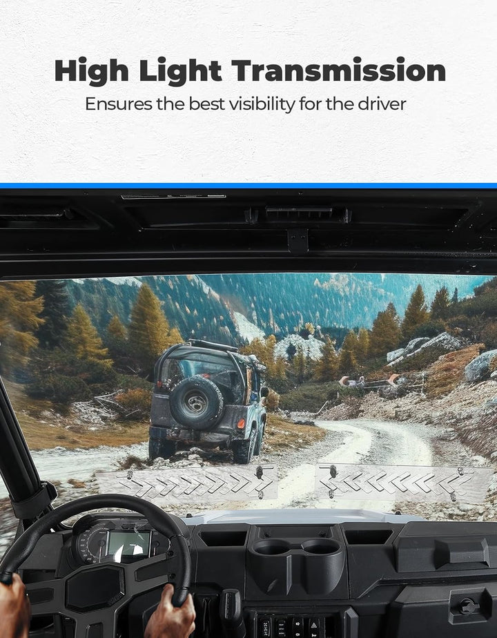 2-IN-1 Vented Windshield for Polaris Ranger XP 900/XP 1000/Crew 2014-2025 - Kemimoto