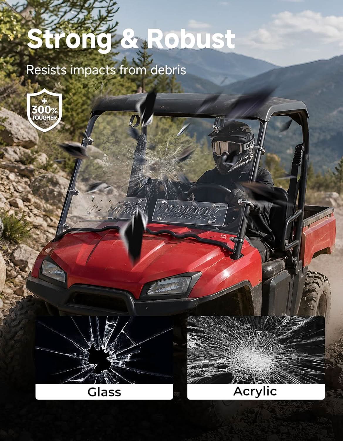 Front Vented Windshield, Hard-Coated Scratch-Resistant for Polaris Ranger Midsize 400 2010-2014