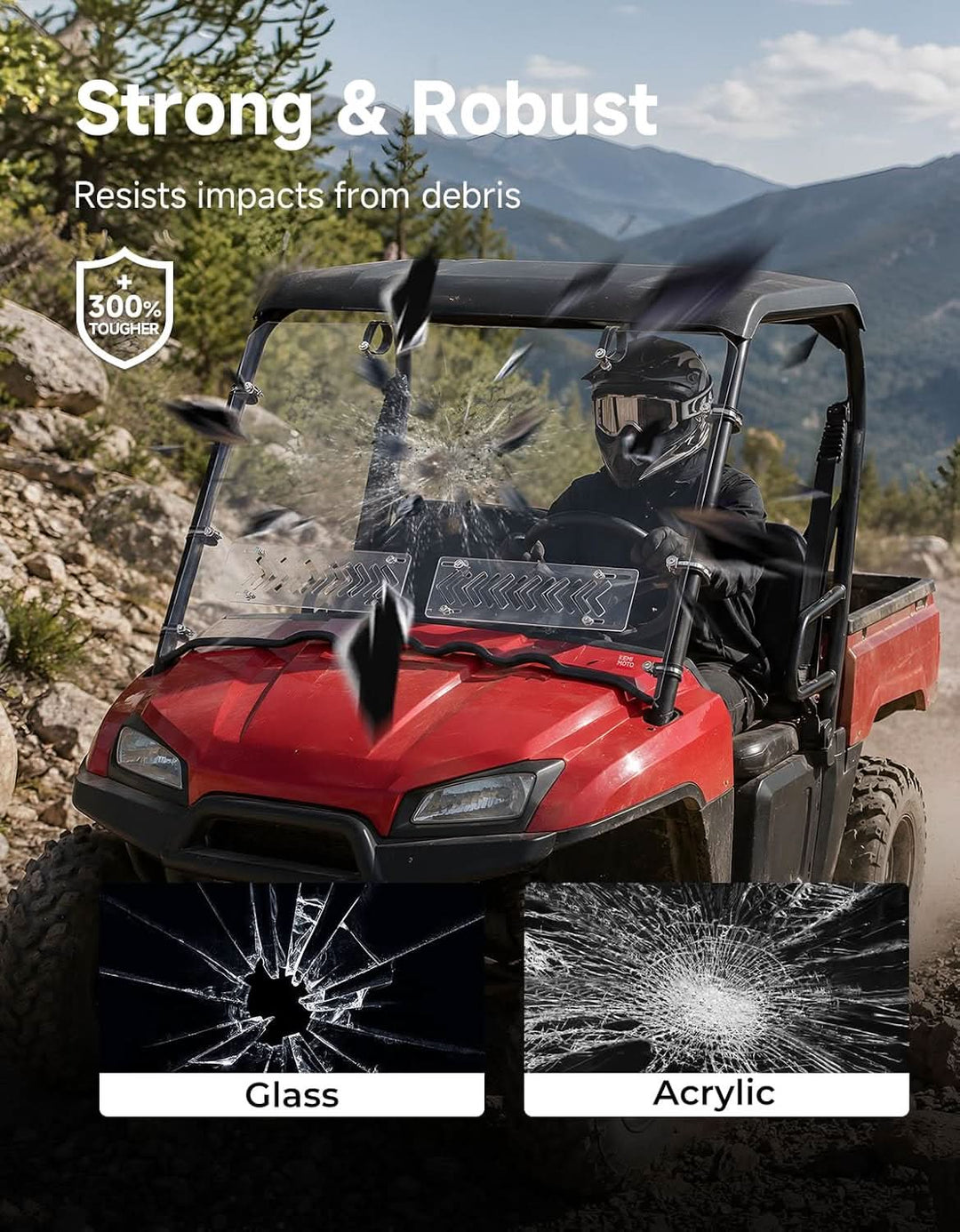 Front Vented Windshield, Hard-Coated Scratch-Resistant for Polaris Ranger Midsize 400 2010-2014