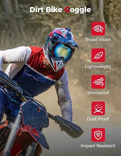 Dirt Bike Goggles for Motorcycle, ATVs and UTVs - Kemimoto