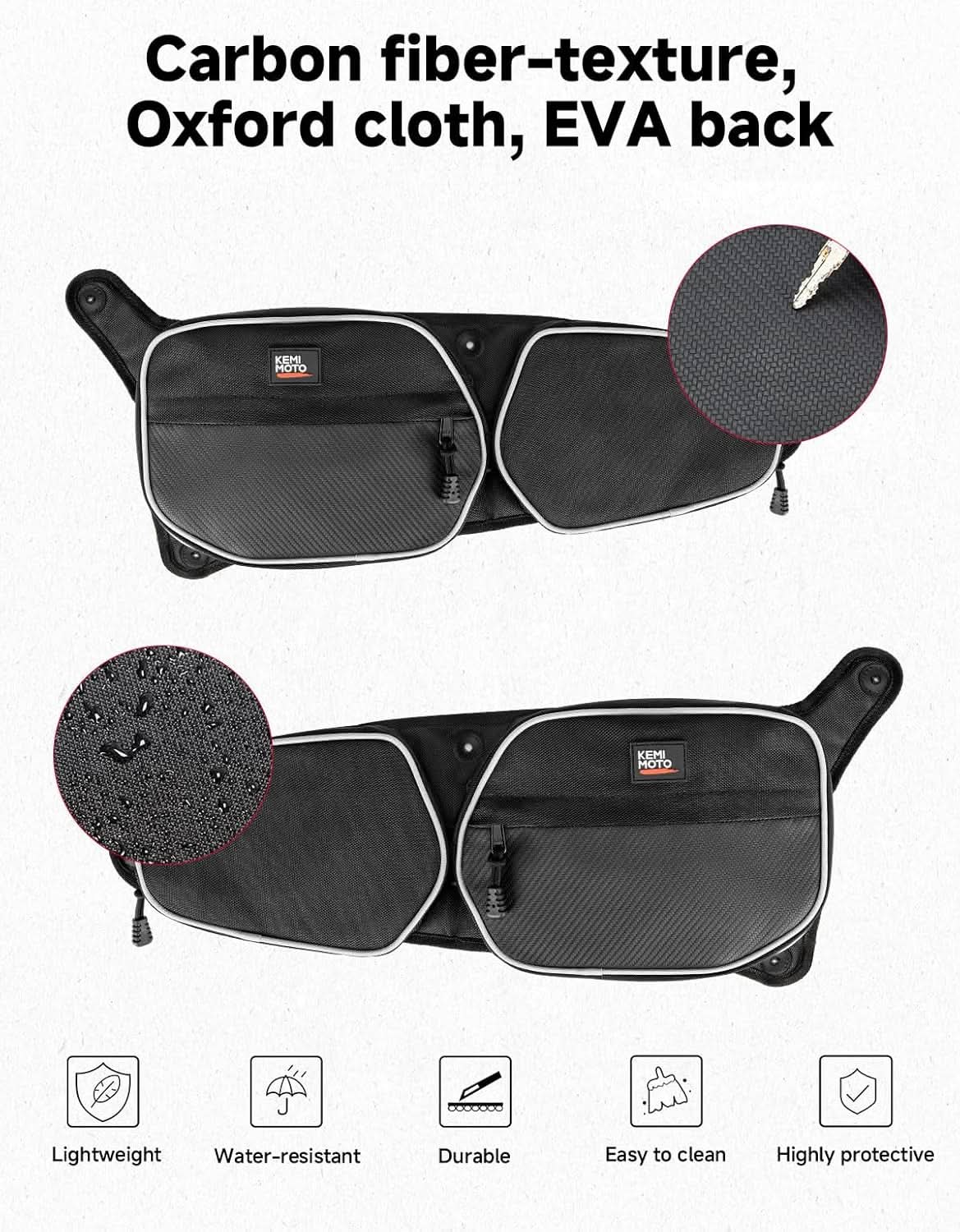 Front Door Storage Bags with Knee Pads for Polaris RZR 900 Trail & RZR 900 S, 2-Pack