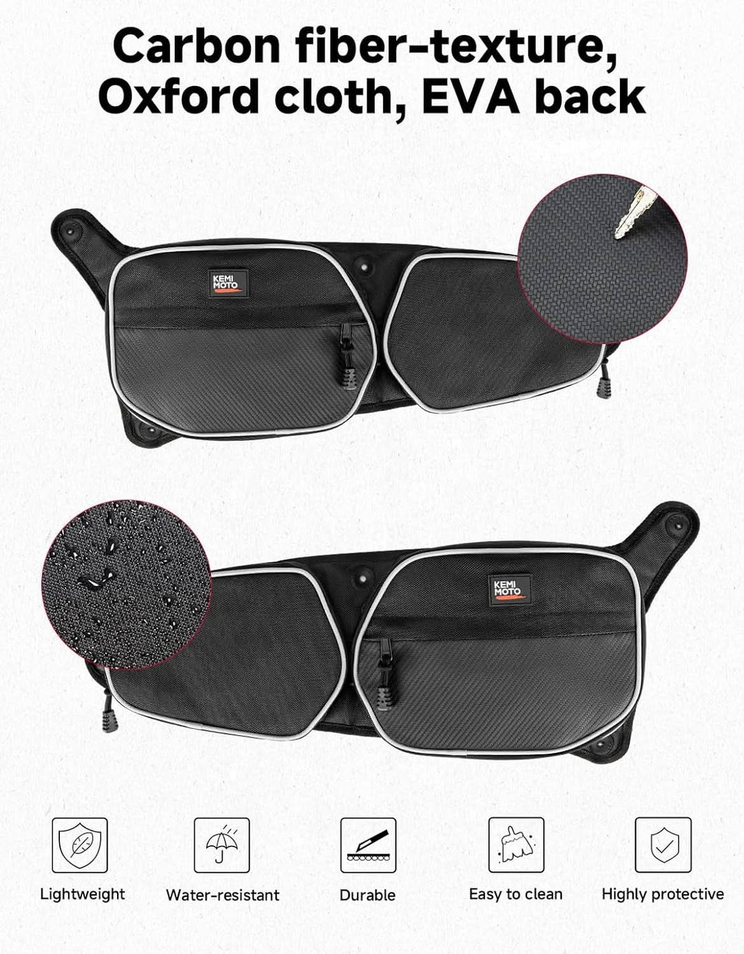 Front Door Storage Bags with Knee Pads for Polaris RZR 900 Trail & RZR 900 S, 2-Pack
