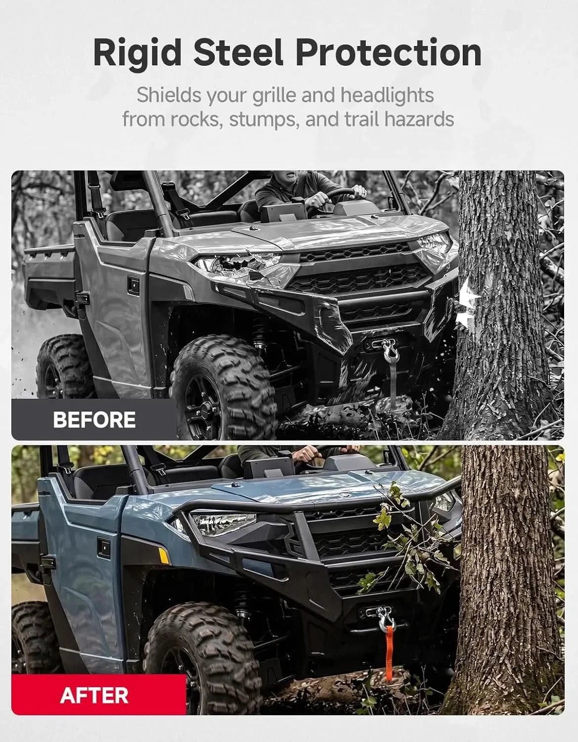 Front Upper Bumper Brush Guard, Rigid Steel for Polaris Ranger XP 1000 2025-2026
