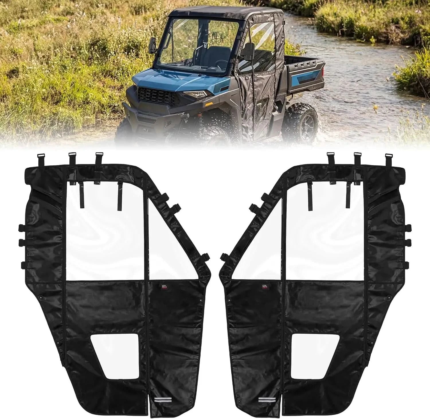 UTV Soft Cab Enclosure Doors with YKK Zipper, Tear-Resistant Water-Resistant for Polaris Ranger SP 570 2022-2026, 2 Door