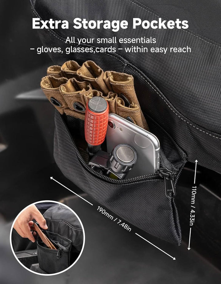 Seat Covers with Pocket for Polaris RZR XP 1000/XP 4 1000, 1680D Oxford Fabric, 2 Pack - Kemimoto