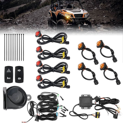 UTV Turn Signal Kit with 110D Horn for Polaris, Can-Am, Kawasaki, CFMOTO - Kemimoto
