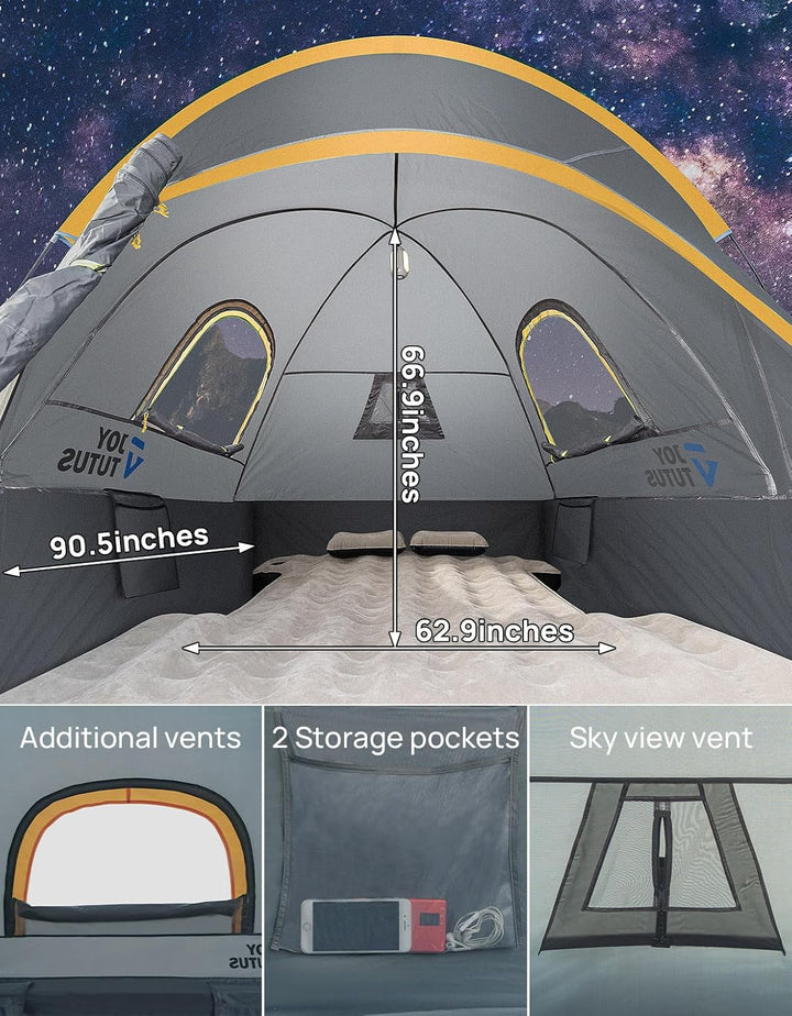 JOYTUTUS Pickup Truck Tent 2.0, 5.5'-6' Camping Preferred - Orange - Kemimoto
