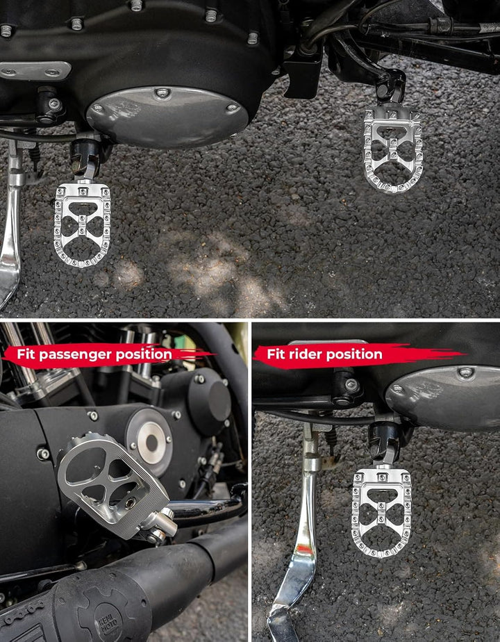 Motorcycle silver Foot pegs for Dyna Sportster Iron 883 - Kemimoto