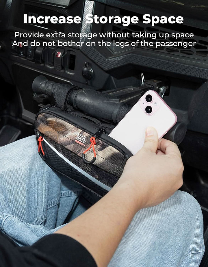 UTV Roll Cage Storage Bag for UTV, ATV, Golf Cart, Bike, 11" x 5", Camo - Kemimoto