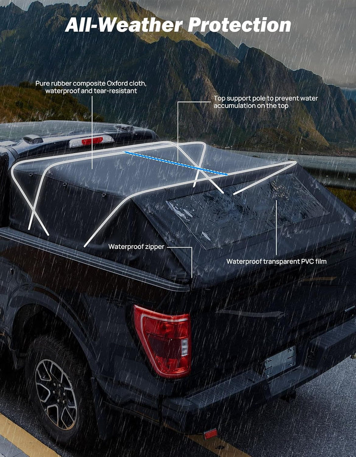 JOYTUTUS Truck Bed Soft Topper for Ford F150 2015-2024 with 5.5' Bed - Kemimoto