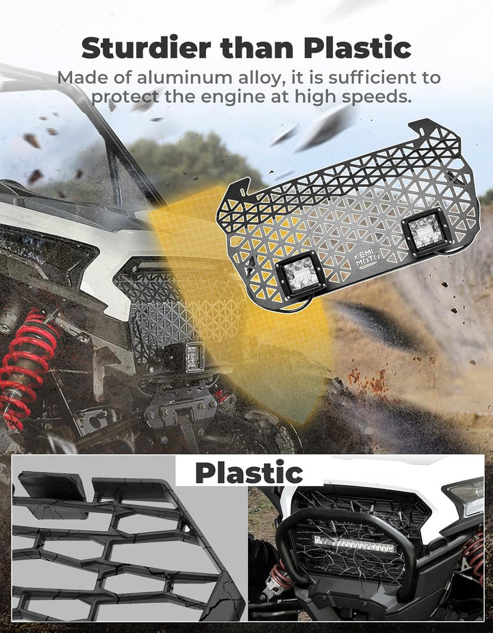 Aluminum Front Grill with Light for Polaris RZR XP 1000 / 4 2024-2025 - Kemimoto