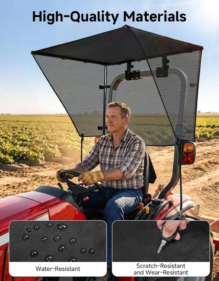 Tractor Sun Shade Canopy with 3-Side Shade for John Deere, Kubota, Cub Cadet