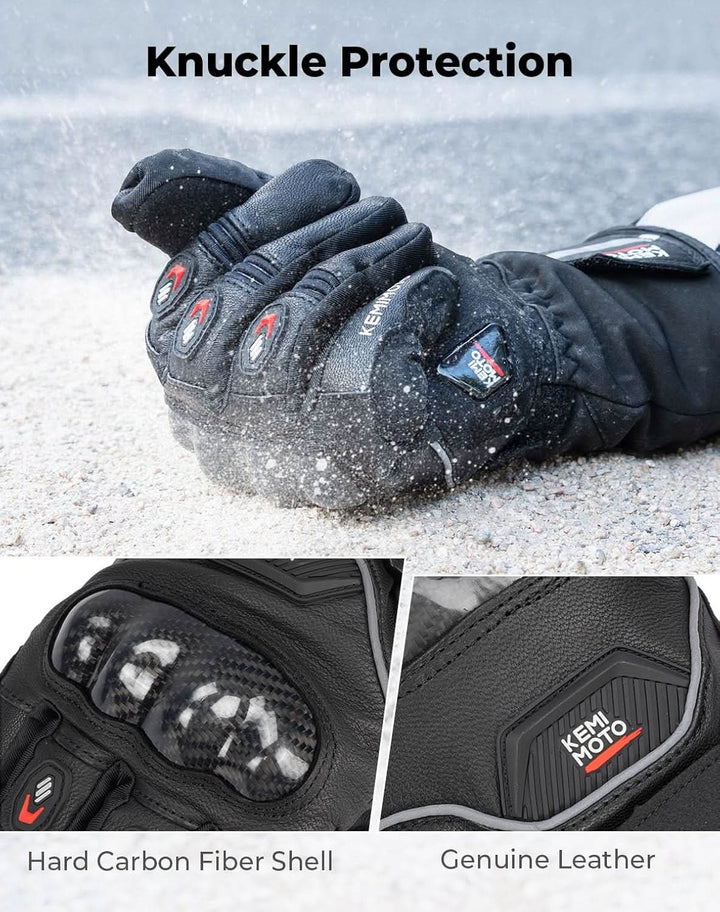 Heated Motorcycle Gloves with 7.4V 2500mAh Rechargeable Battery - Kemimoto
