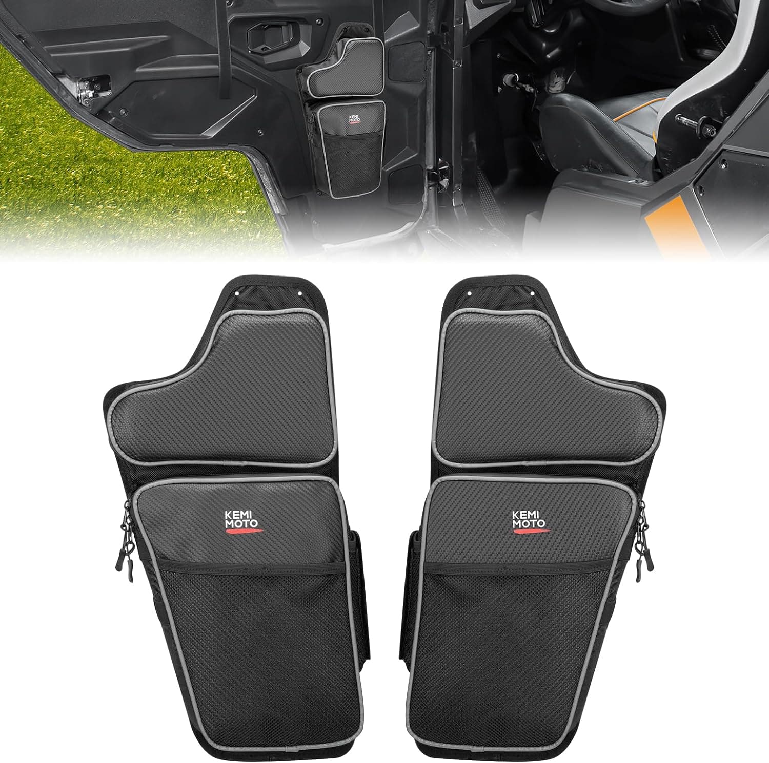 Front Lower Door Bags with Knee for Polaris General 1000/4 2016-2024, 2PCS - Kemimoto