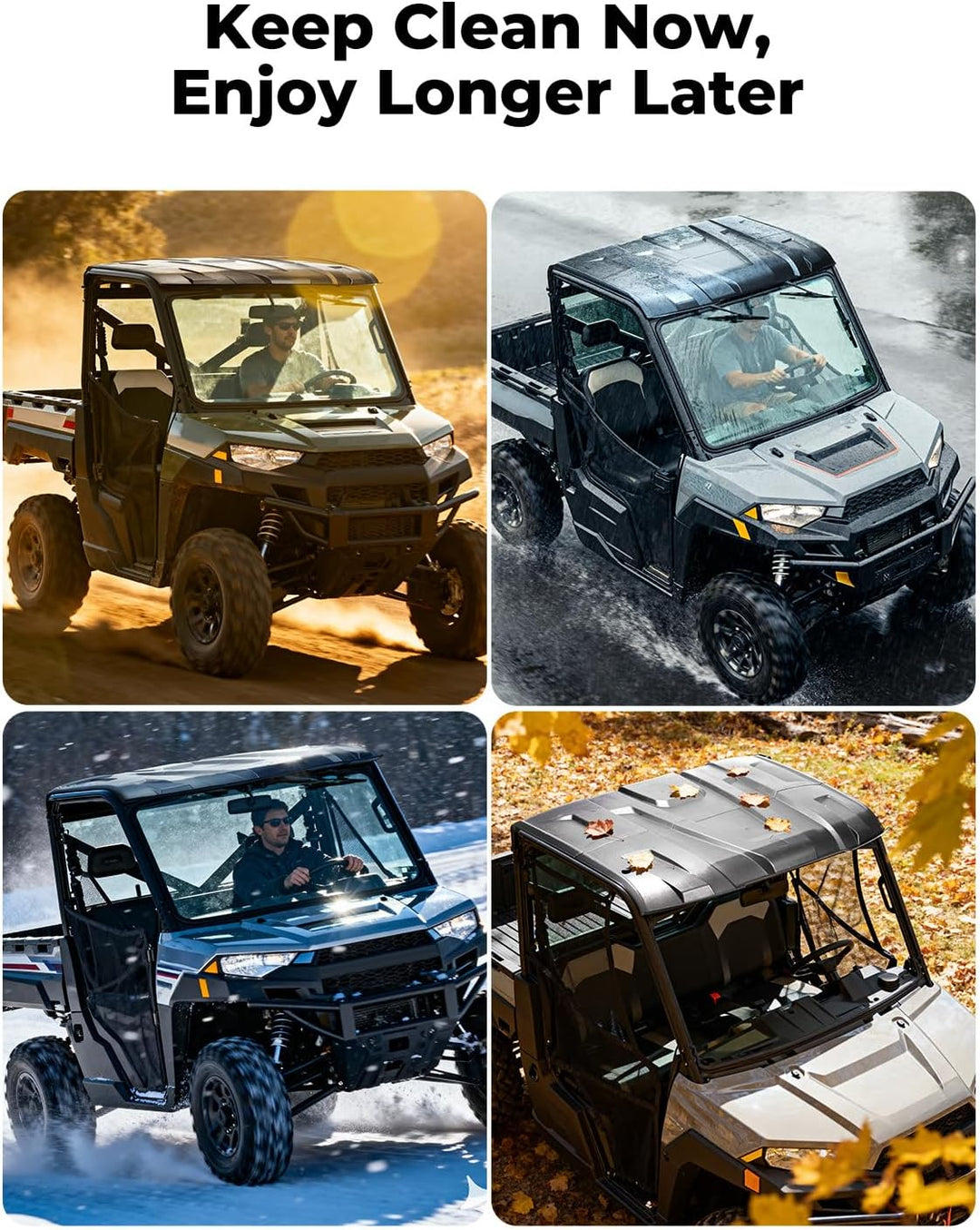 Plastic Hard Roof 3-Seat for Polaris Ranger XP 1000/ 1000/ XP 900 - Kemimoto