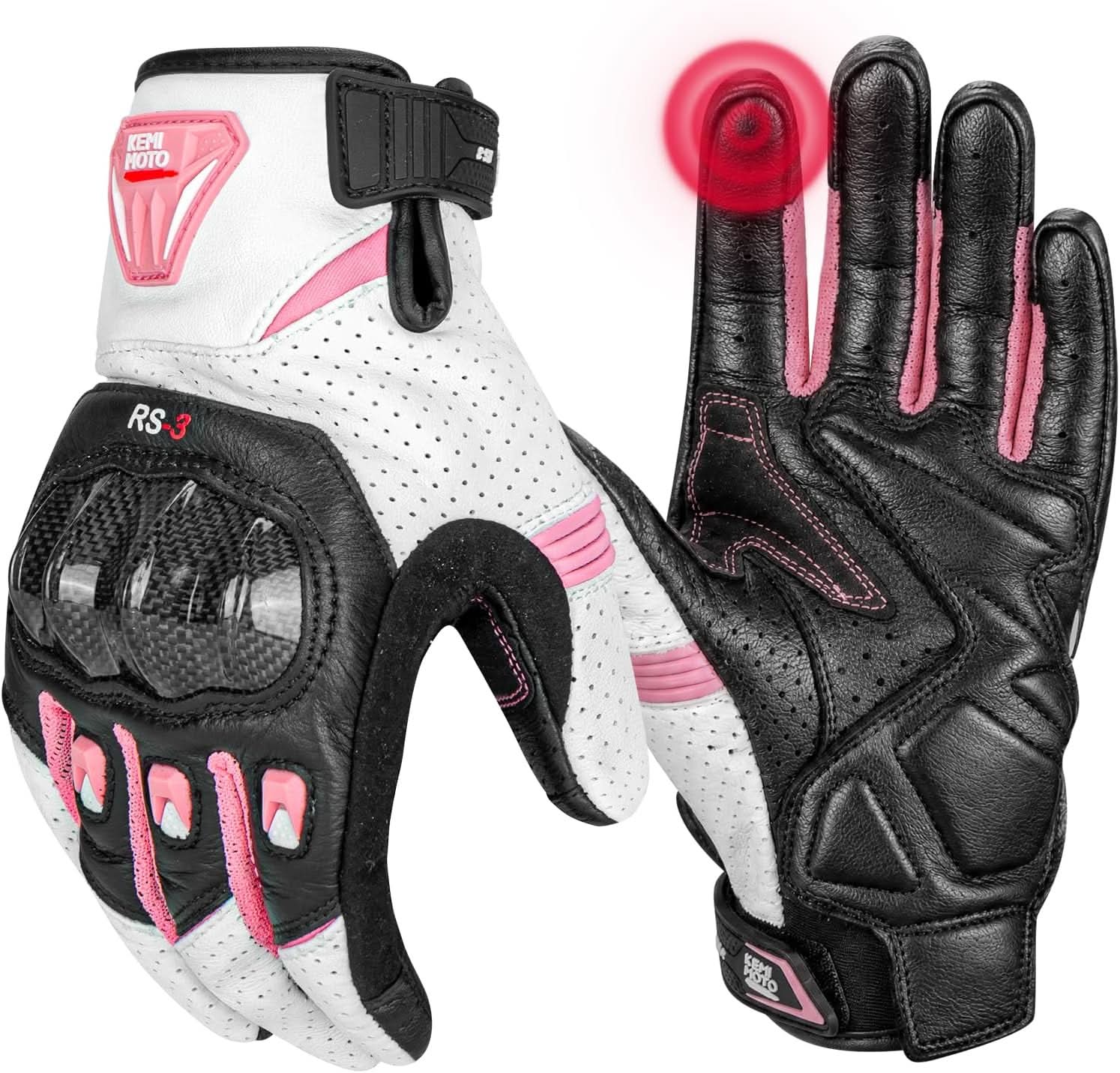 Leather Motorcycle Gloves for Women with Touchscreen