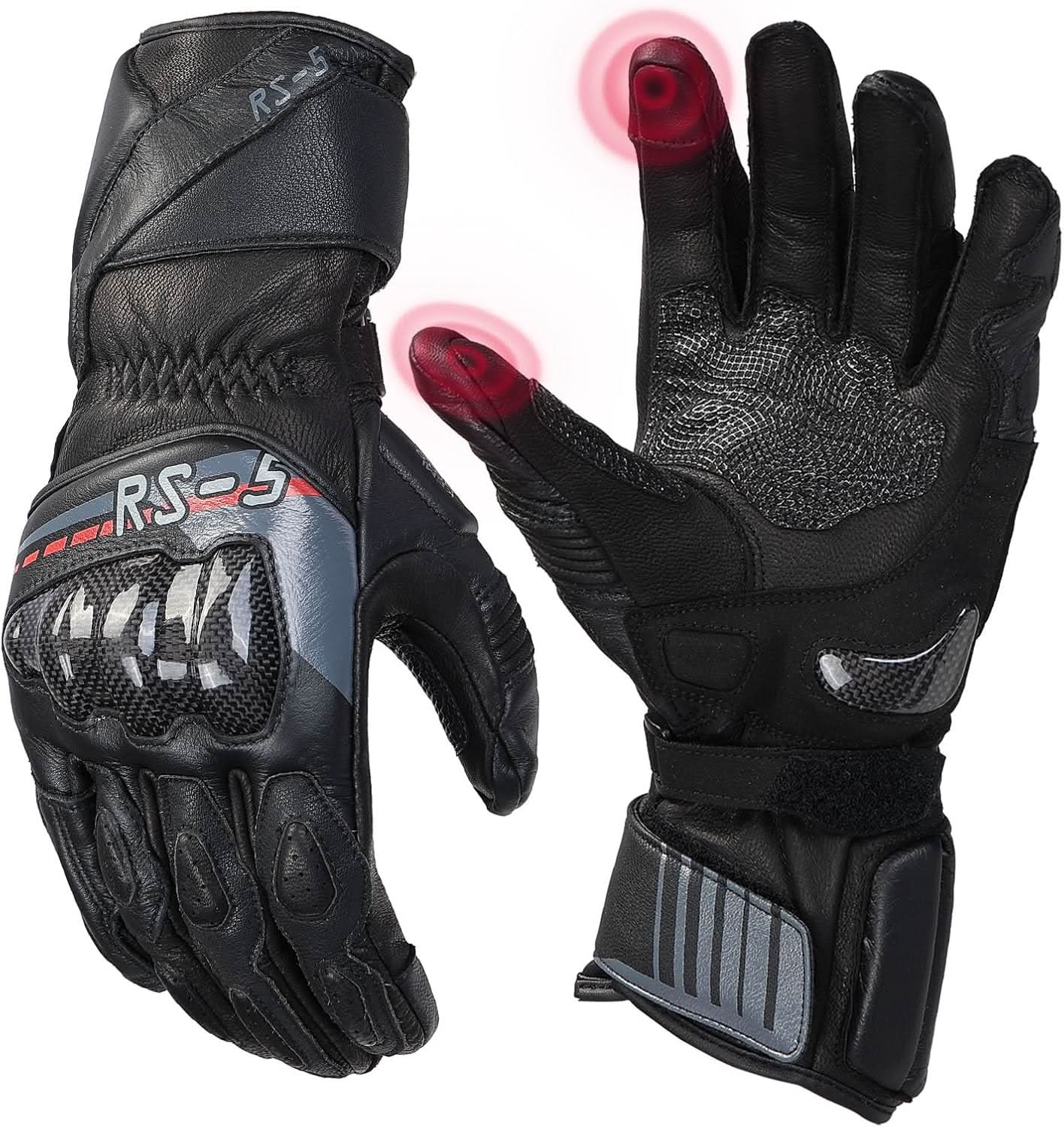 Leather Motorcycle Gloves for Men with Touchscreen