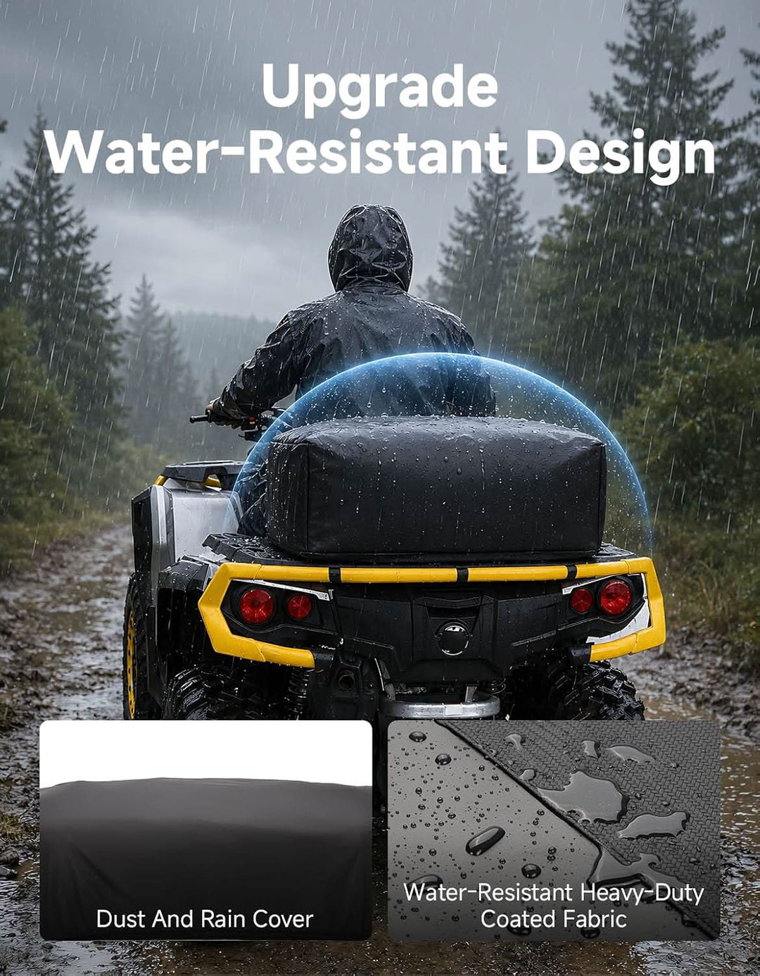 73L ATV Storage Bag with Cooler & Rain Cover, Water-Resistant Cargo Bag for Front/Rear Rack