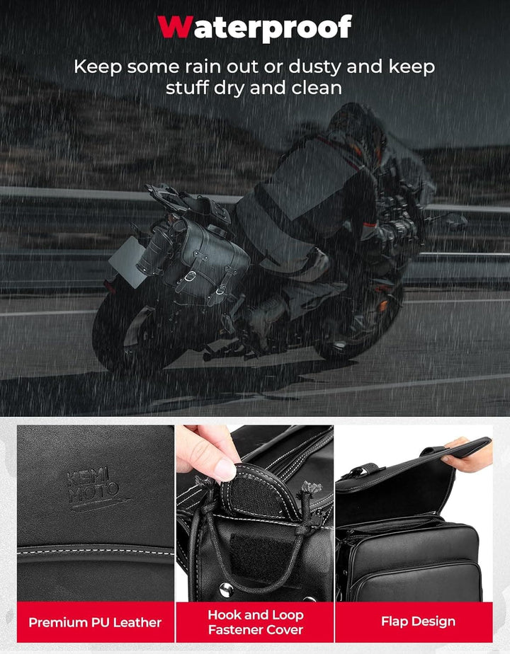 Motorcycle Saddle Bags for Sportster, Softail, Dyna, Road King, V-star, and Shadow - Kemimoto