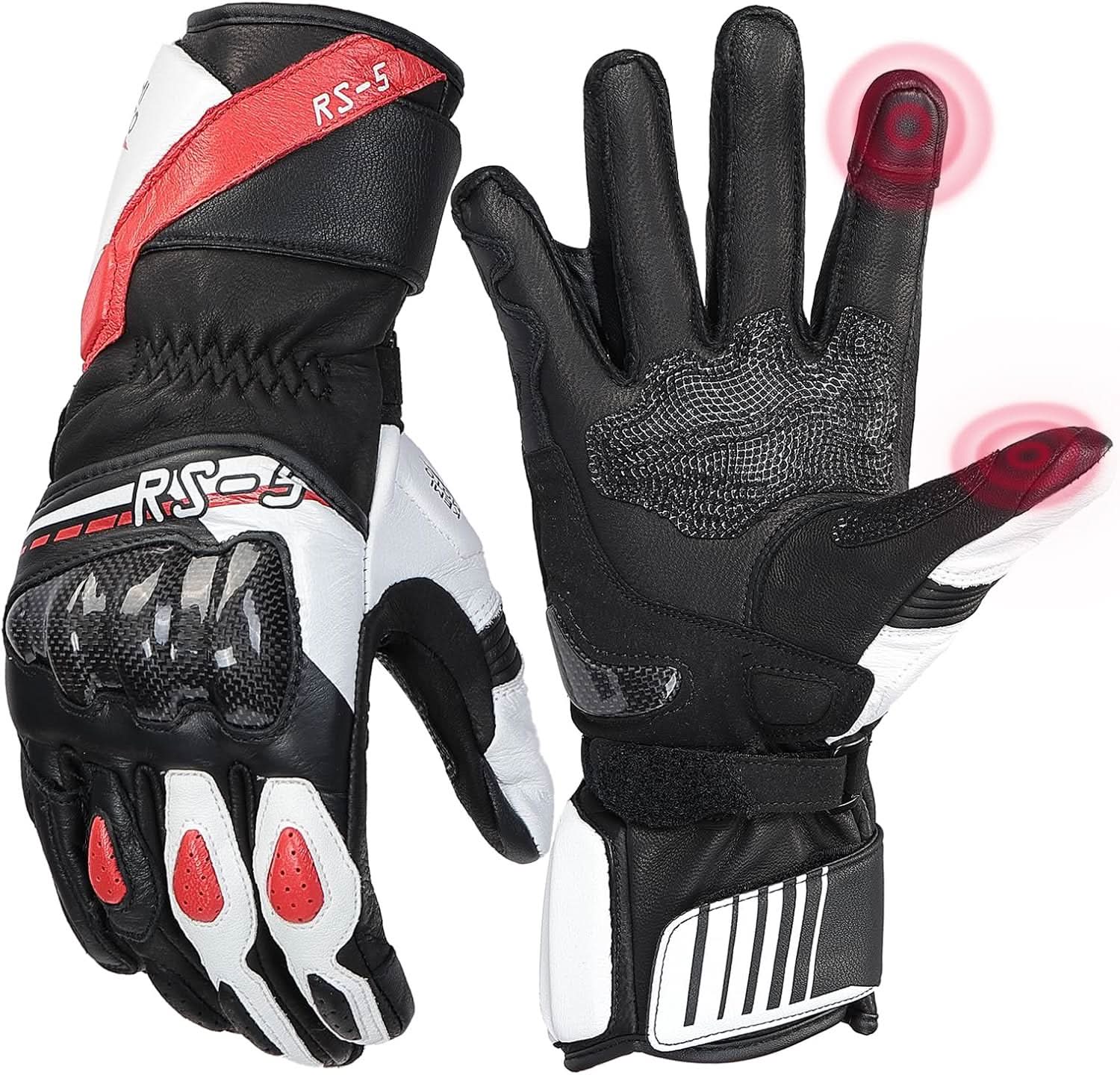 Leather Motorcycle Gloves for Men with Touchscreen