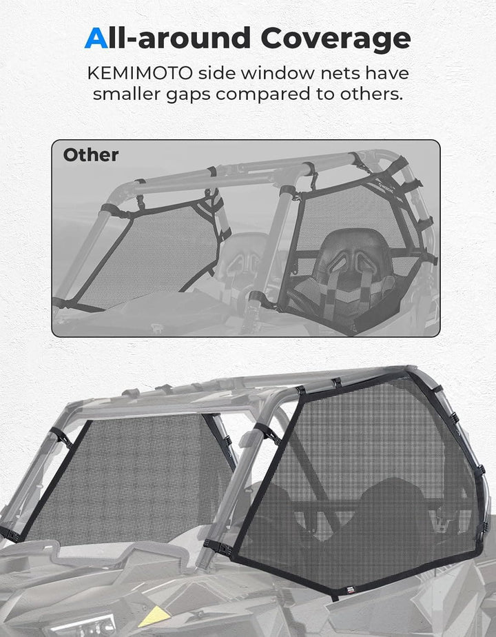 Mesh Shield Protective Door Net for 2014-2023 Polaris RZR XP 1000 - Kemimoto