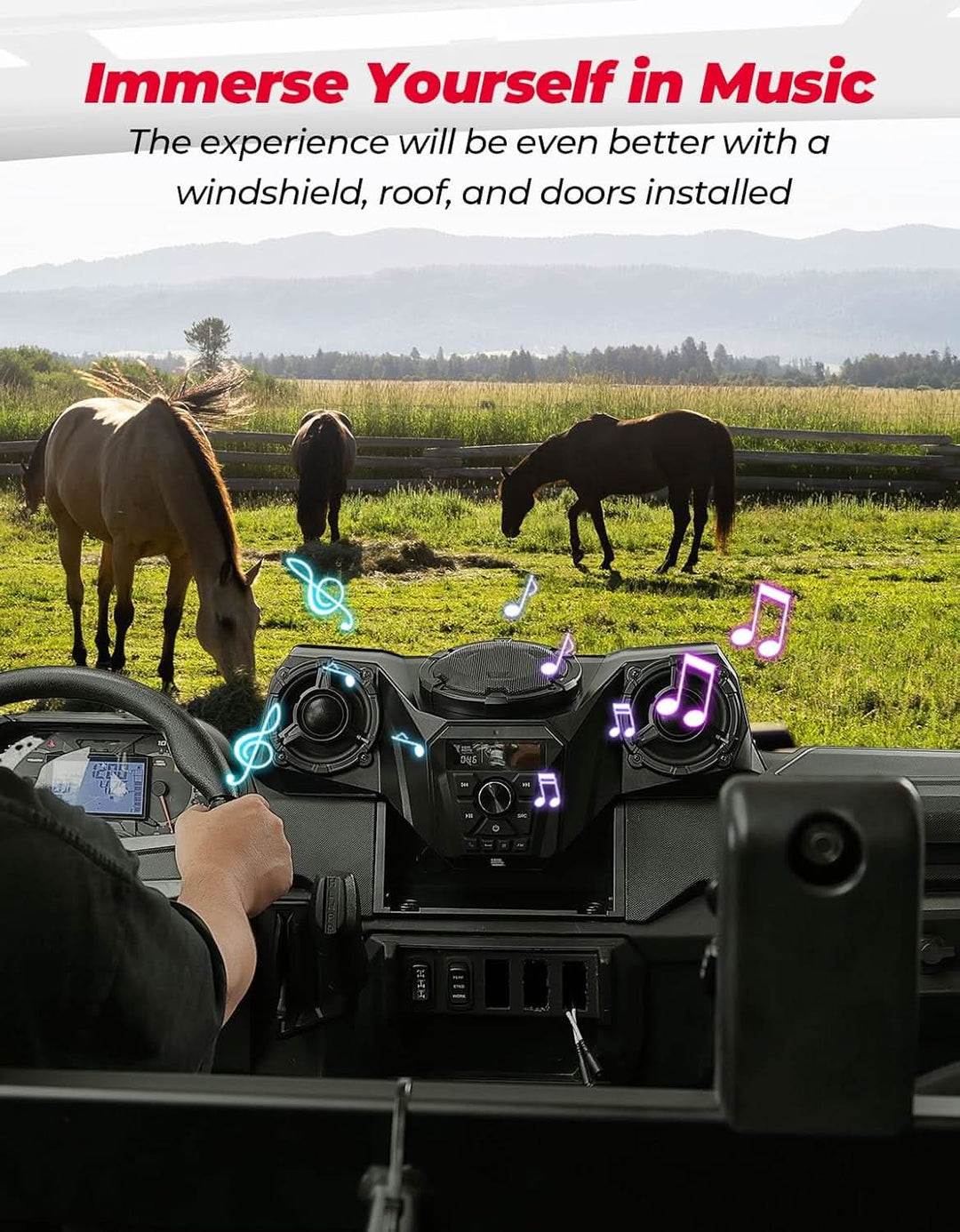 UTV 3-Speaker Audio Kit For Ranger 1000|1000 XP 1000|XP Crew - Kemimoto