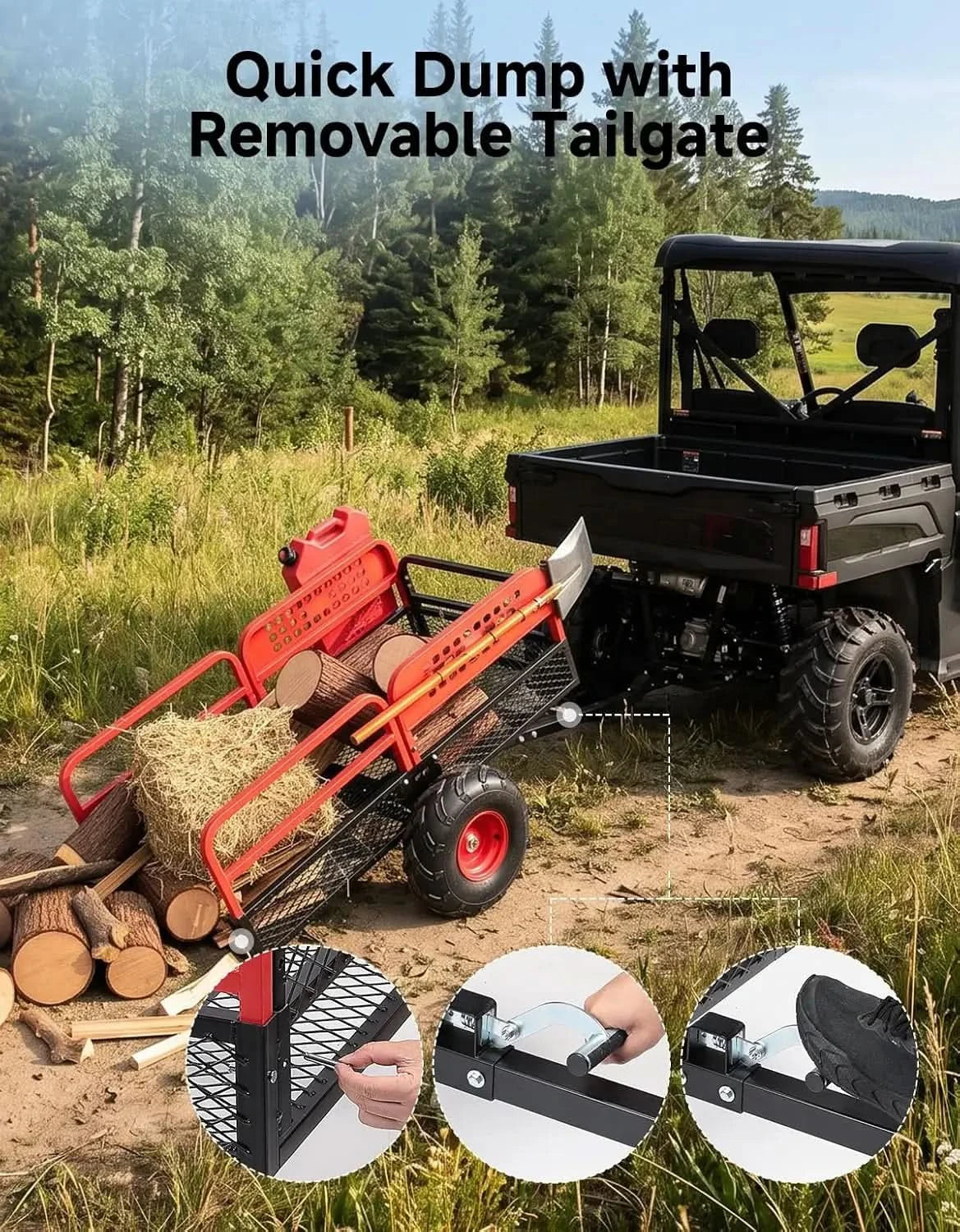 ATV/UTV 12 Cu. Ft. 1500 lbs Universal Pull Behind Dump Cart Trailer