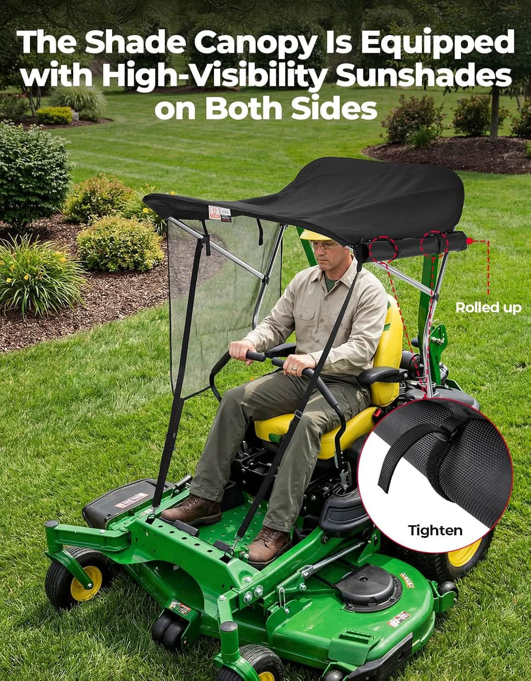 Zero Turn Lawn Mower Sun Shade Canopy with UV Protection for John Deere Cub Cadet Kubota Troy-Bilt