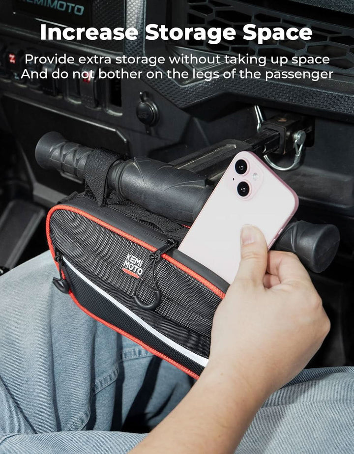 UTV Roll Cage Storage Bag for UTV, ATV, Golf Cart, Bike, 11" x 5", Black & Red - Kemimoto